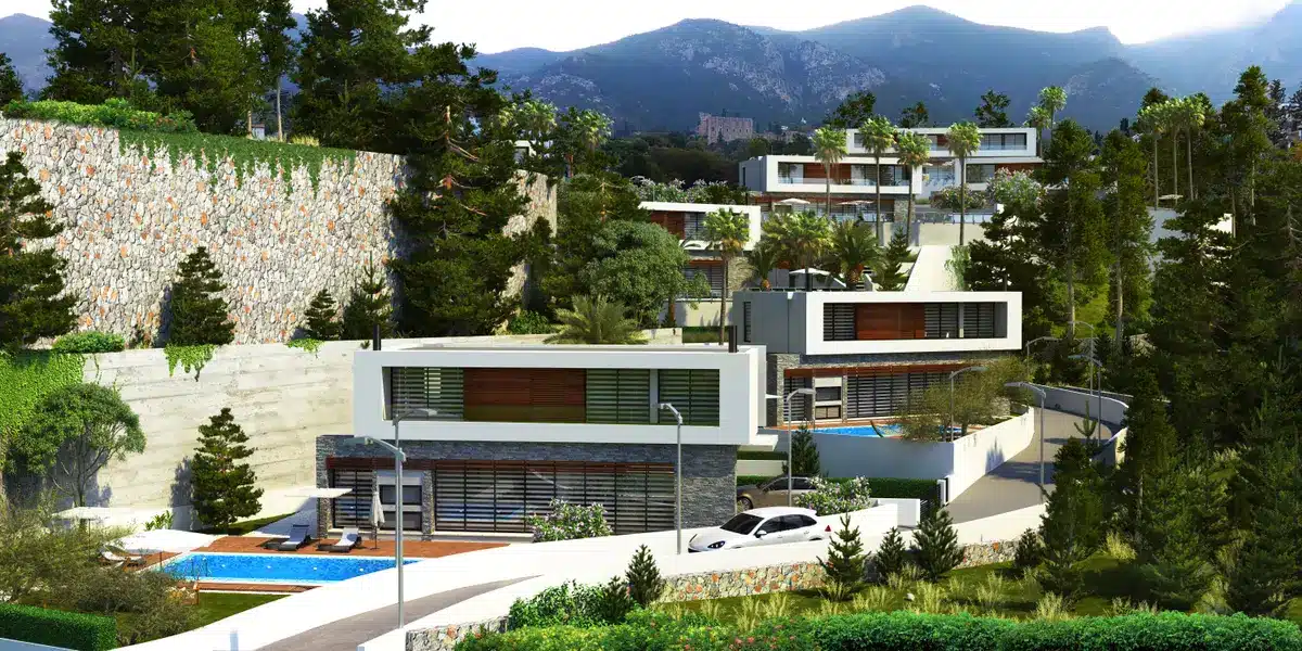 Luxusvilla in Ozanköy mit Pool und Meerblick – Außenvisualisierung
